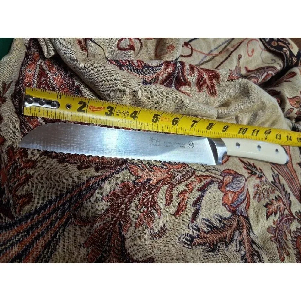 Cangshan (59700) Serrated 9-Inch Bread Knife With White Handle German Steel Bla
